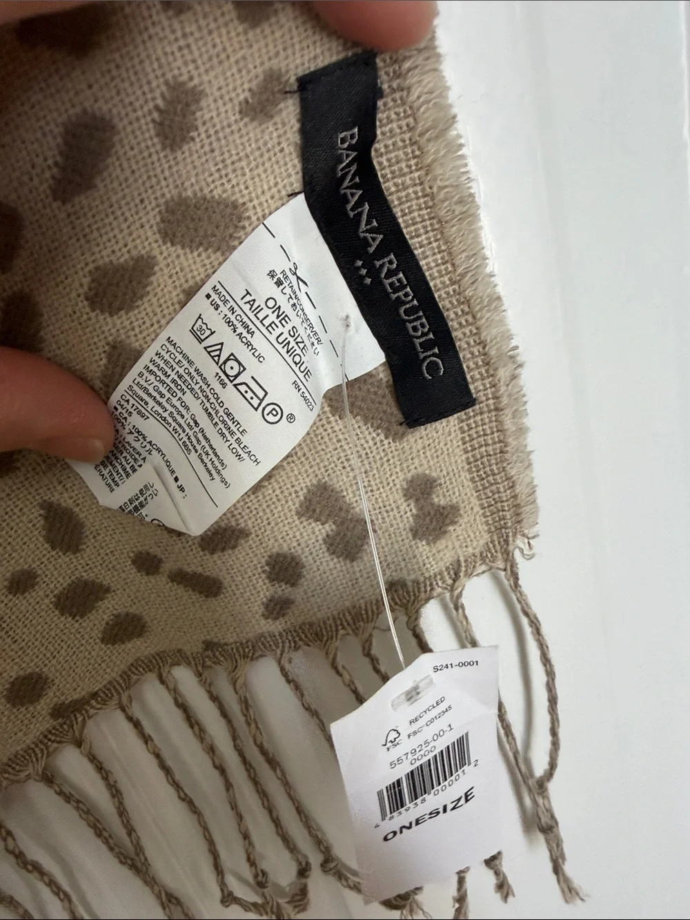 Banana Republic Reversible Cheetah Animal Print Fringe Scarf NWT